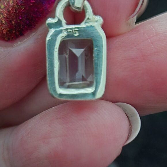 Sterling Silver Faceted Blue Topaz Pendant - Natural Gemstone - Picture 3 of 6